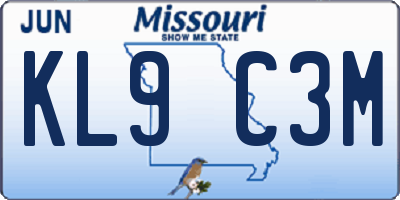 MO license plate KL9C3M
