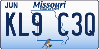 MO license plate KL9C3Q