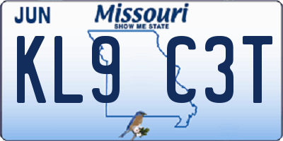 MO license plate KL9C3T