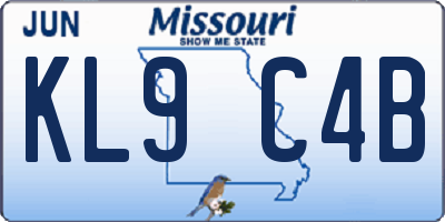 MO license plate KL9C4B