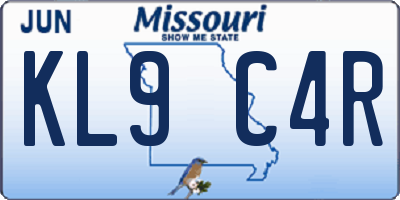 MO license plate KL9C4R