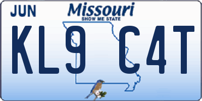 MO license plate KL9C4T