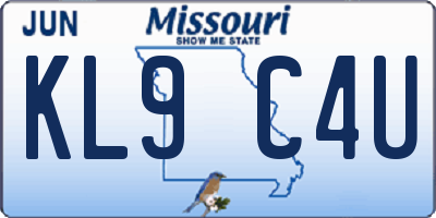 MO license plate KL9C4U