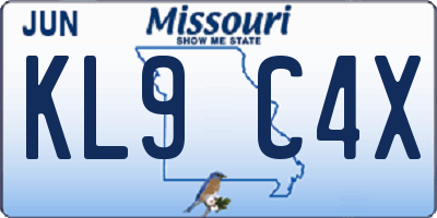 MO license plate KL9C4X