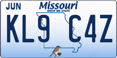 MO license plate KL9C4Z
