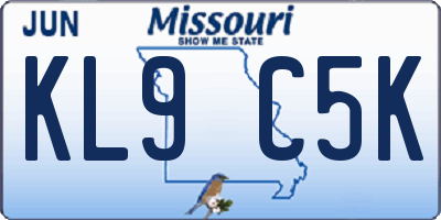 MO license plate KL9C5K