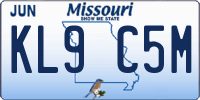 MO license plate KL9C5M
