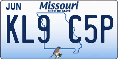 MO license plate KL9C5P