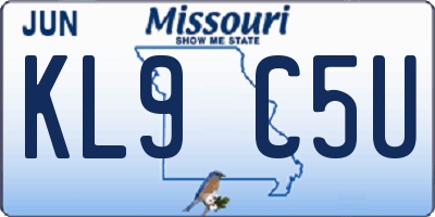MO license plate KL9C5U
