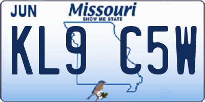MO license plate KL9C5W