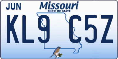 MO license plate KL9C5Z