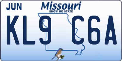 MO license plate KL9C6A