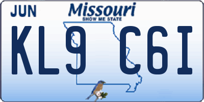 MO license plate KL9C6I