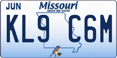 MO license plate KL9C6M