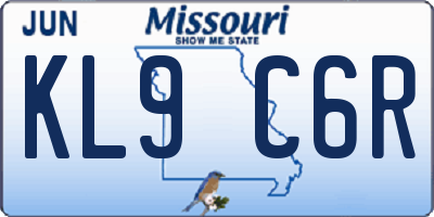 MO license plate KL9C6R