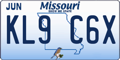 MO license plate KL9C6X