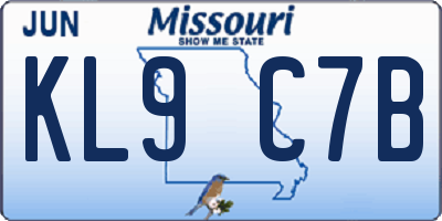 MO license plate KL9C7B