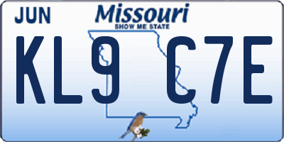 MO license plate KL9C7E