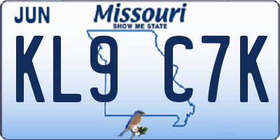MO license plate KL9C7K
