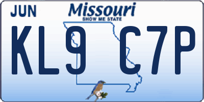 MO license plate KL9C7P