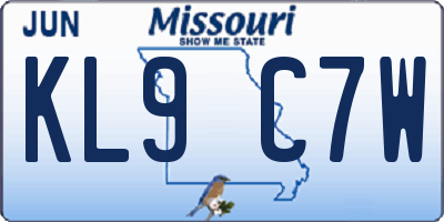 MO license plate KL9C7W