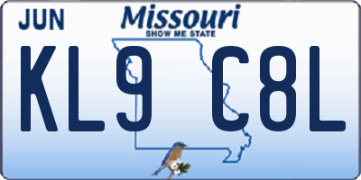 MO license plate KL9C8L