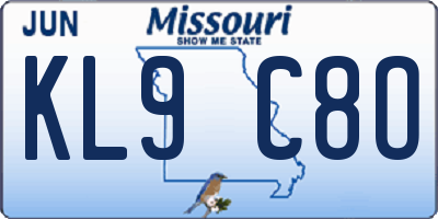 MO license plate KL9C8O