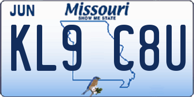 MO license plate KL9C8U