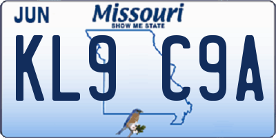 MO license plate KL9C9A