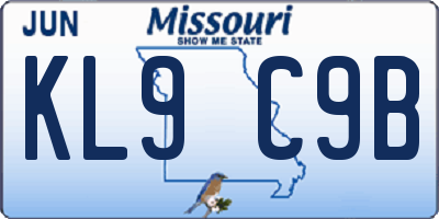 MO license plate KL9C9B