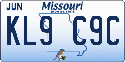 MO license plate KL9C9C