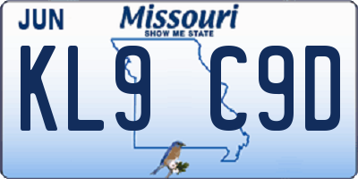 MO license plate KL9C9D