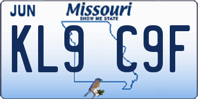 MO license plate KL9C9F