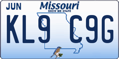 MO license plate KL9C9G