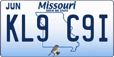 MO license plate KL9C9I