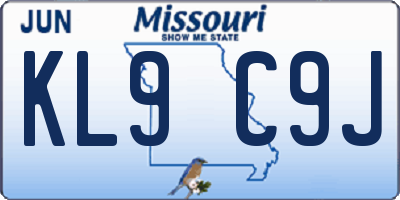 MO license plate KL9C9J