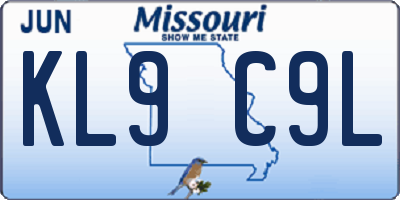 MO license plate KL9C9L