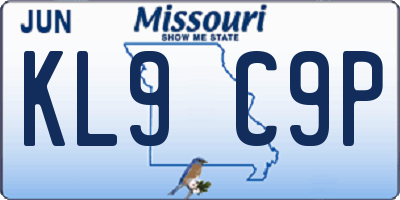 MO license plate KL9C9P