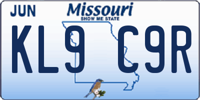 MO license plate KL9C9R