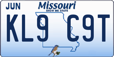 MO license plate KL9C9T