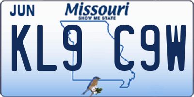 MO license plate KL9C9W
