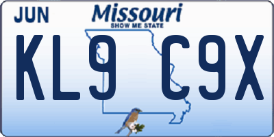MO license plate KL9C9X