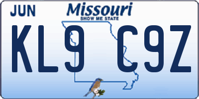 MO license plate KL9C9Z