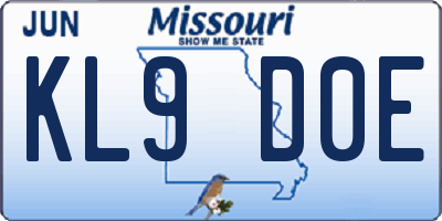 MO license plate KL9D0E