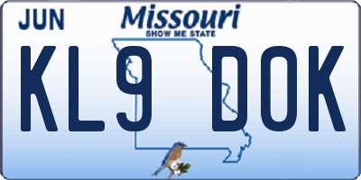 MO license plate KL9D0K
