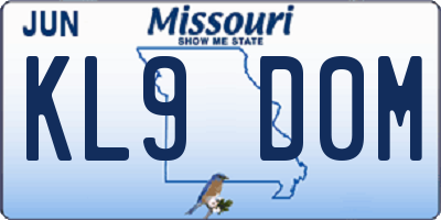MO license plate KL9D0M