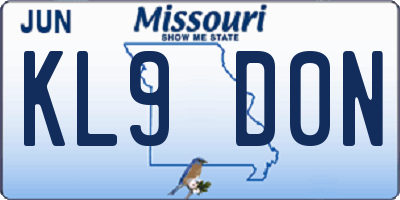 MO license plate KL9D0N