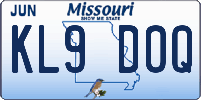 MO license plate KL9D0Q