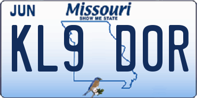 MO license plate KL9D0R