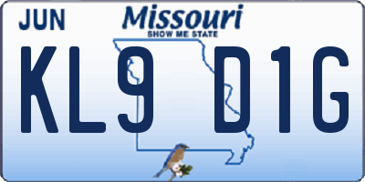 MO license plate KL9D1G